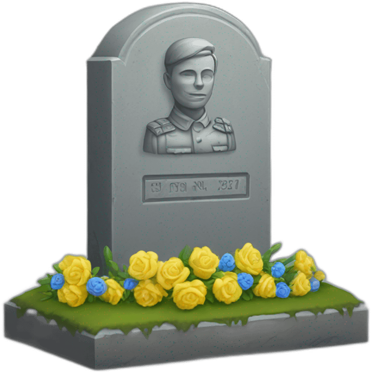 tombstone of the Ukrainian soldier at the graveyard emoji