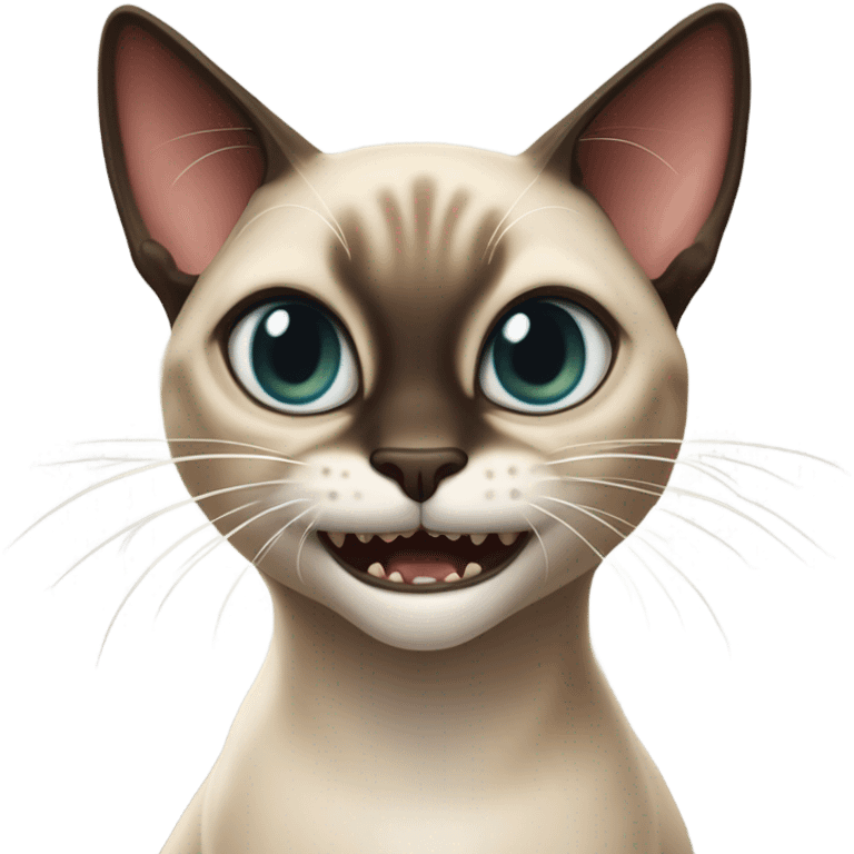 Siamese cat with vampire teeth fighting tabby cat emoji