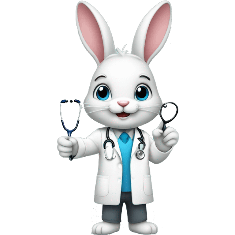 Doctor bunny with stethoscope and pointing forward emoji