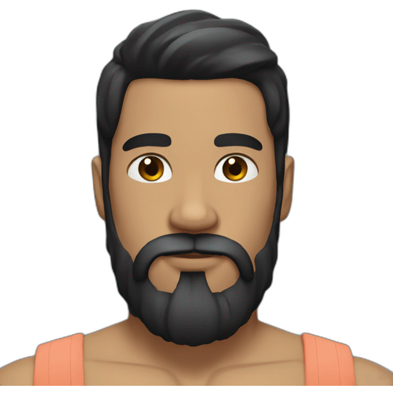 Swimming guy black hair and beard muscles emoji