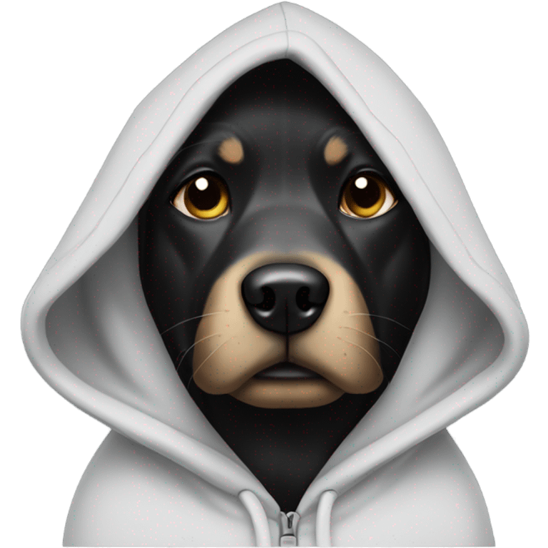 Black Dog wearing a hoodie emoji