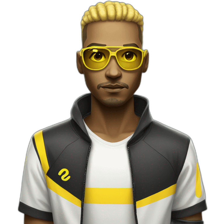 cyberpunk yellow tone dude in tennis uniform emoji