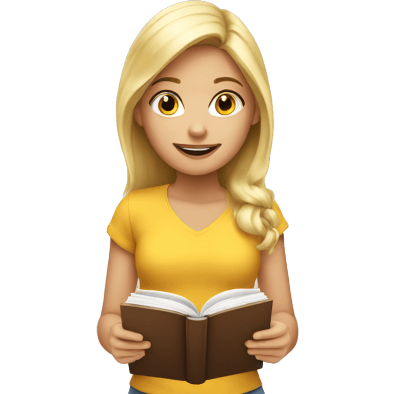 blond girl with bookk emoji