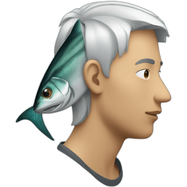 person with a mackeral head bowing emoji