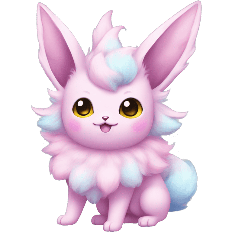 Kawaii Pastel Cotton-Candy-Colored Eeveelution-Cute-Pokémon-fusion full body emoji