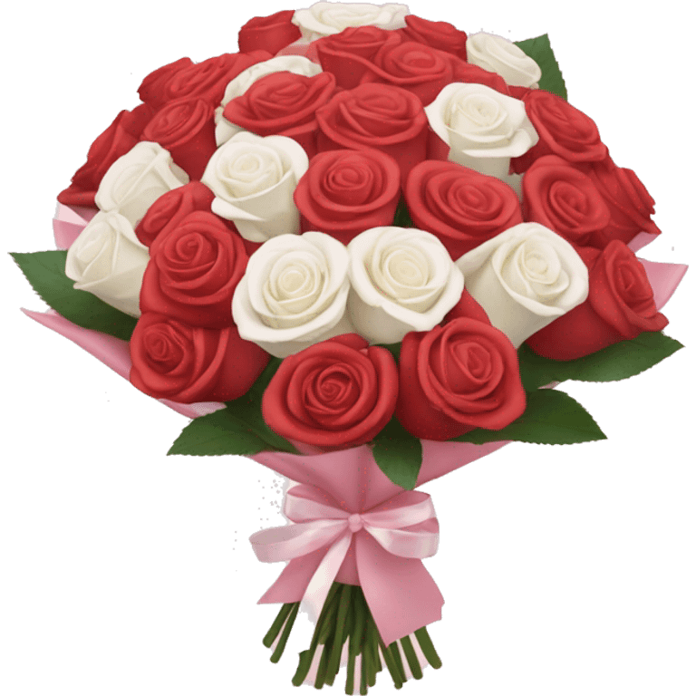 100 red, light pink, and white rose bouquet with light pink wrapping paper  emoji