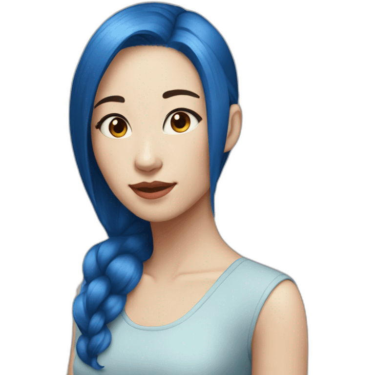 woman Chinese blueRed hair hello emoji