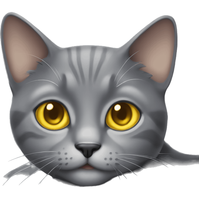 Gray cat with yellow eyes emoji