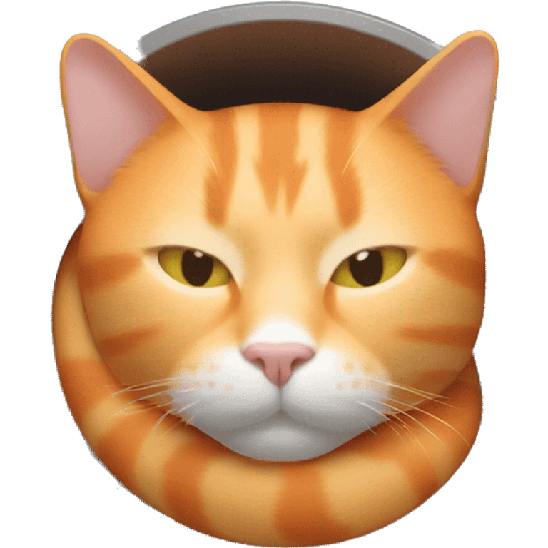 Orange cat sleep in Plastic bowl emoji