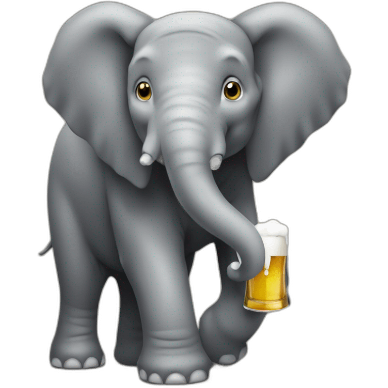 Éléphant qui boit une bière emoji