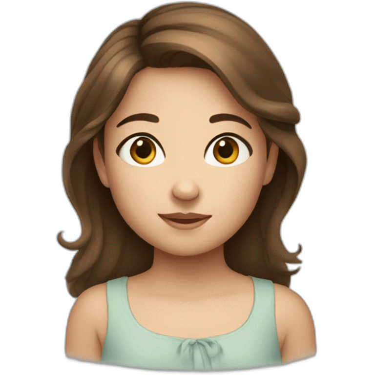 Young girl with brown hair and cute round face emoji