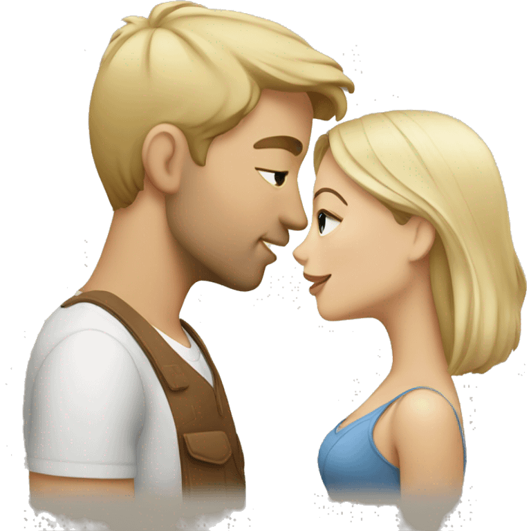 Blonde girl and brunette man kissing  emoji