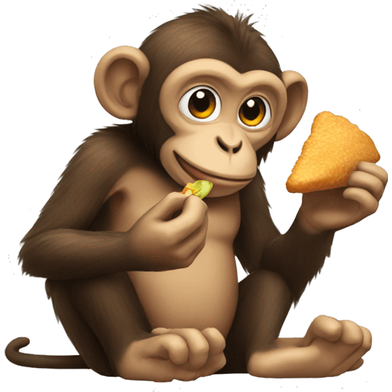 Monkey eating chicken emoji