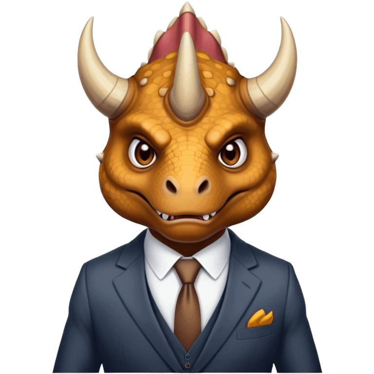 angry face of a triceratops in a suit emoji