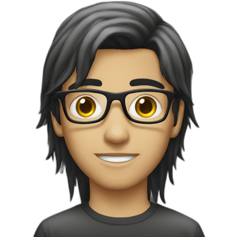 young arab emo boy with a mullet and glasses emoji