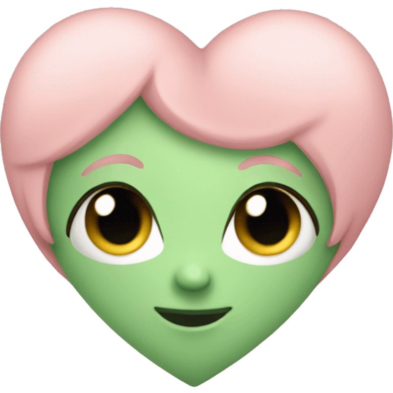 Green blush heart emoji