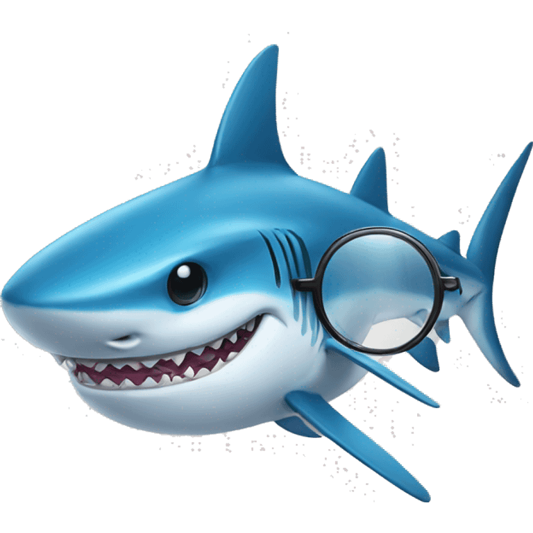 blue shark with glasses emoji