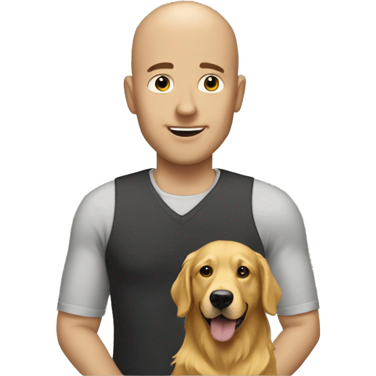 Bald man with golden retriever  emoji