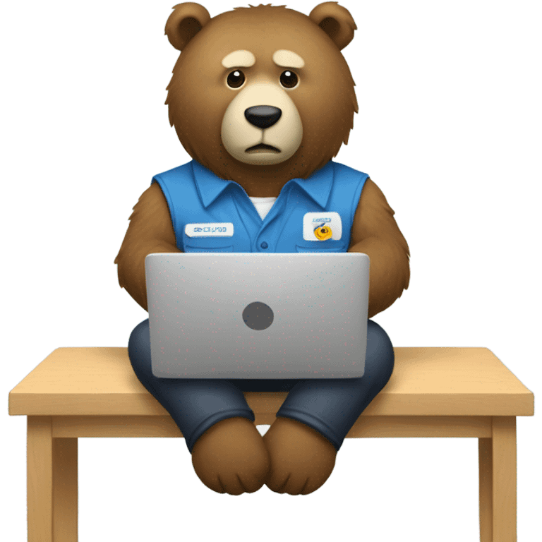 Un oso con camisa trabajando en su laptop emoji