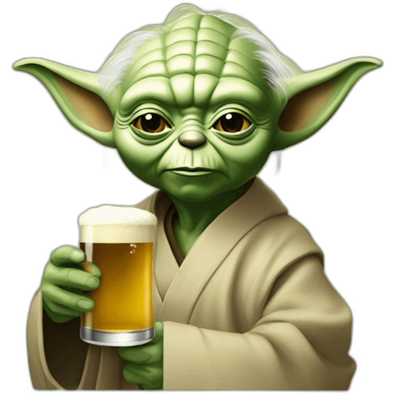 Maître Yoda avec une bière emoji