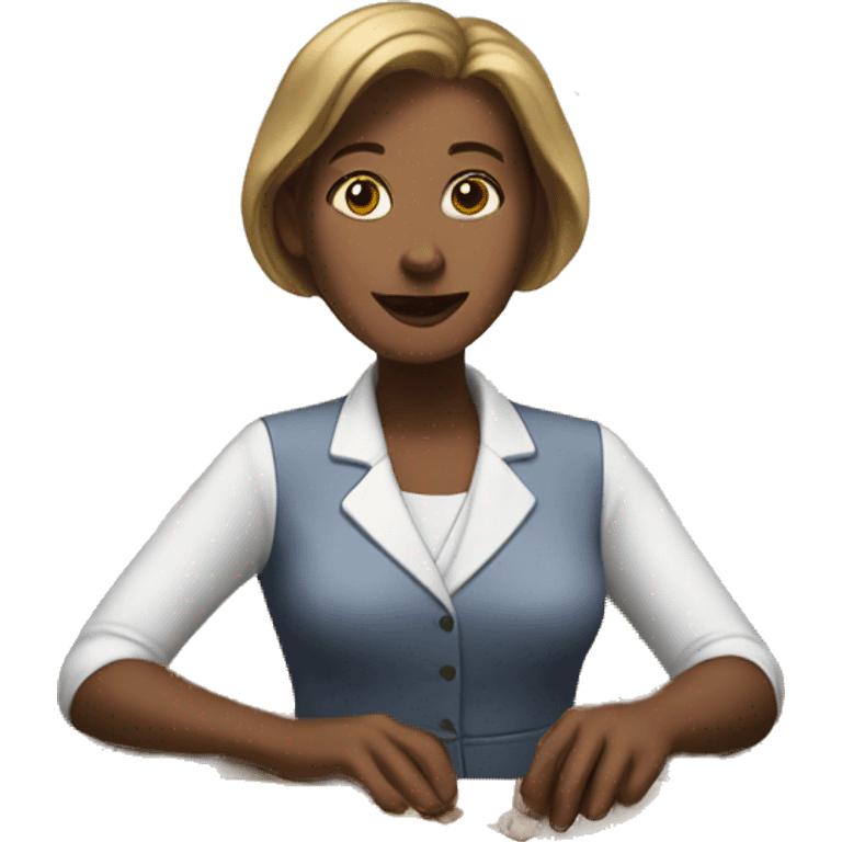 white middle class woman banking cookies emoji