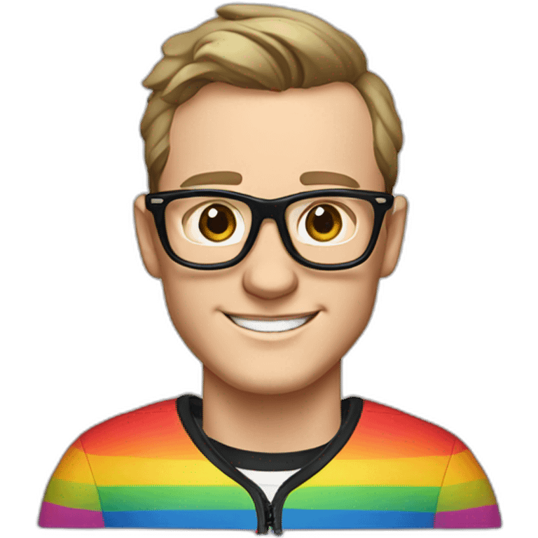 Jonathan Toews wearing glasses and rainbow clothes emoji