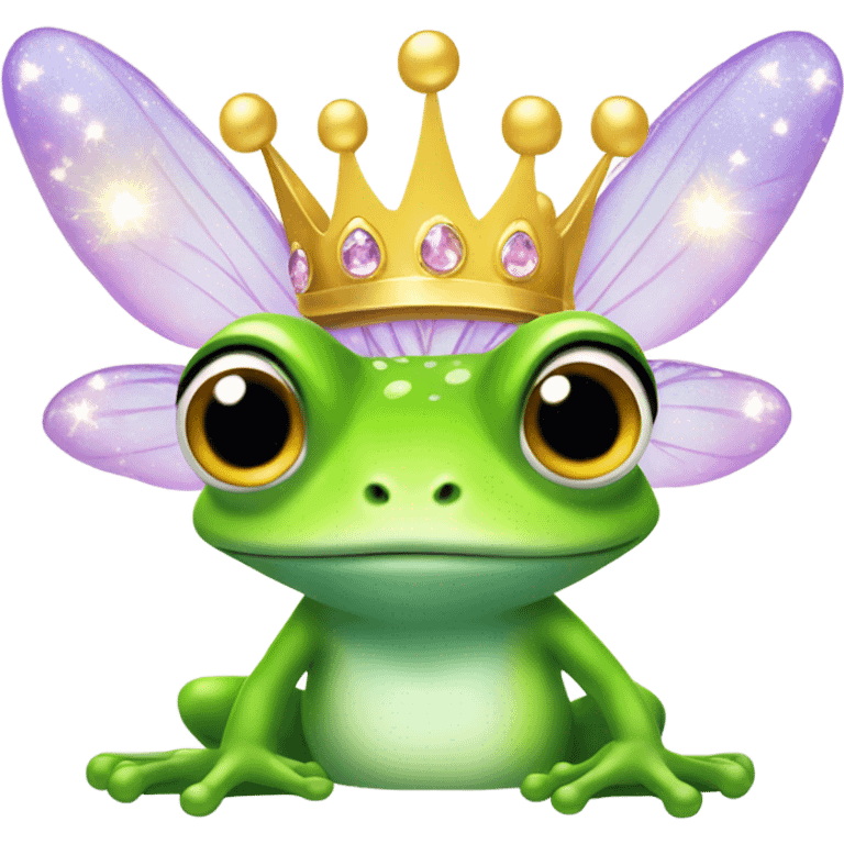 frog with fairy wings and princess crown emoji