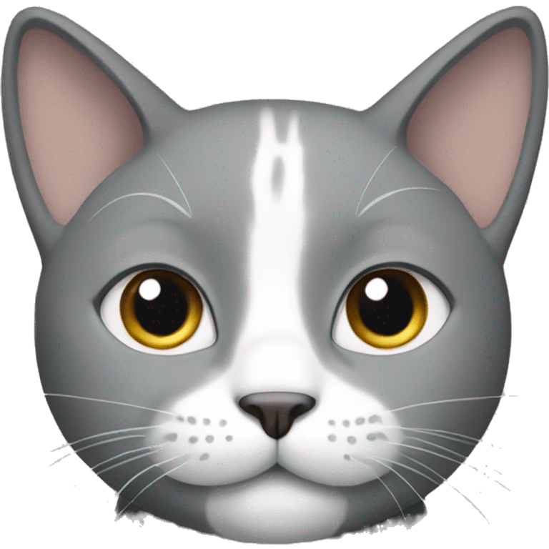 Gray cat with white paws and neck emoji