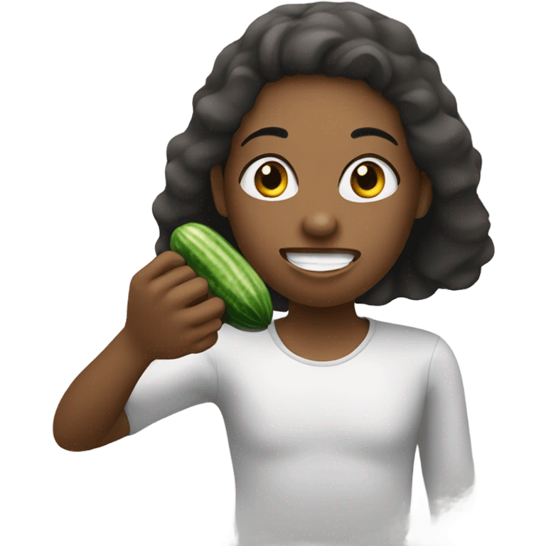 African American eating cucumber emoji