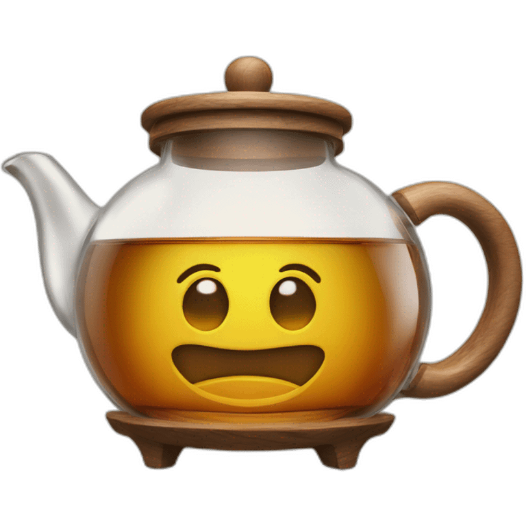 Glass Teapot with wood  emoji