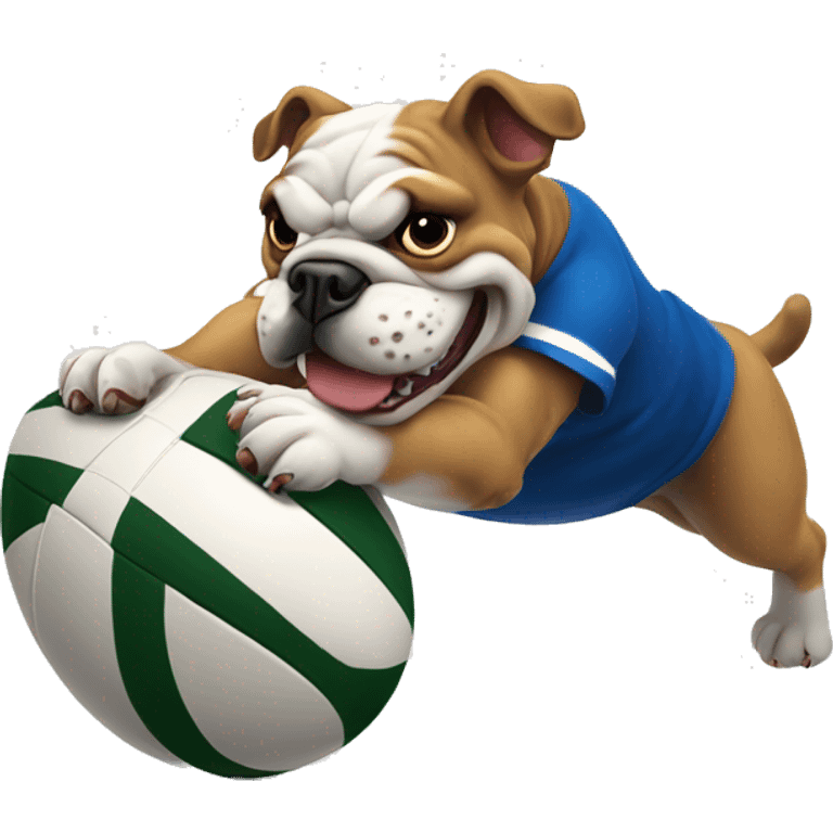 bulldog kicking rugby ball emoji