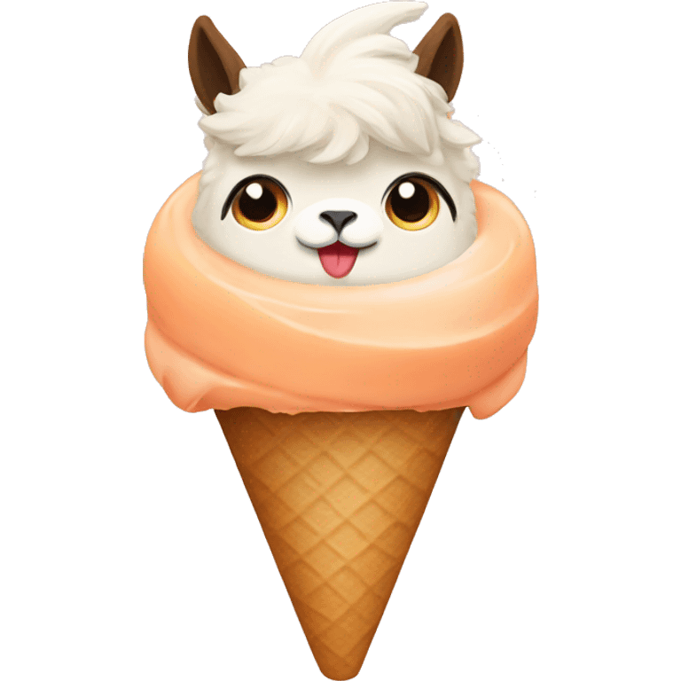 peach icecream with alpaca emoji