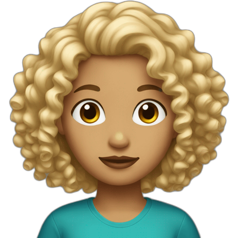 Curly hair blond Puerto Rican girl emoji