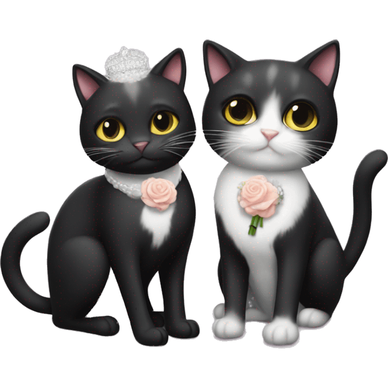 Black cat getting married to white cat emoji