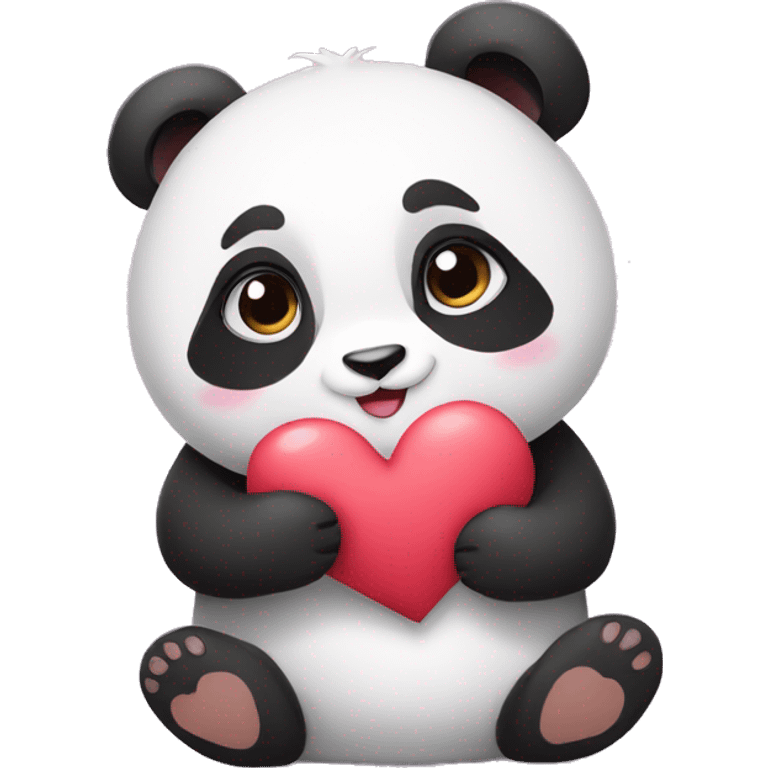 A very cute and beautiful panda who holds a heart in her hand emoji