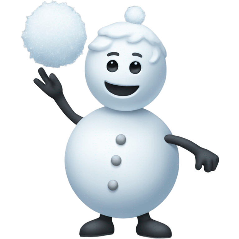 Waving snowball emoji