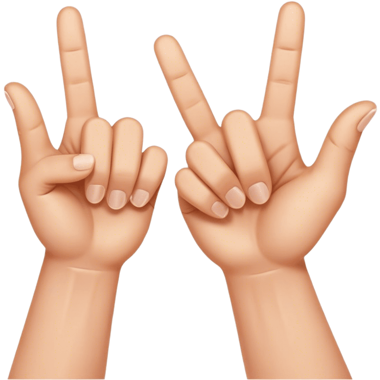 Thumbs out, index fingers up and three fingers down. Both hands touching one another  emoji