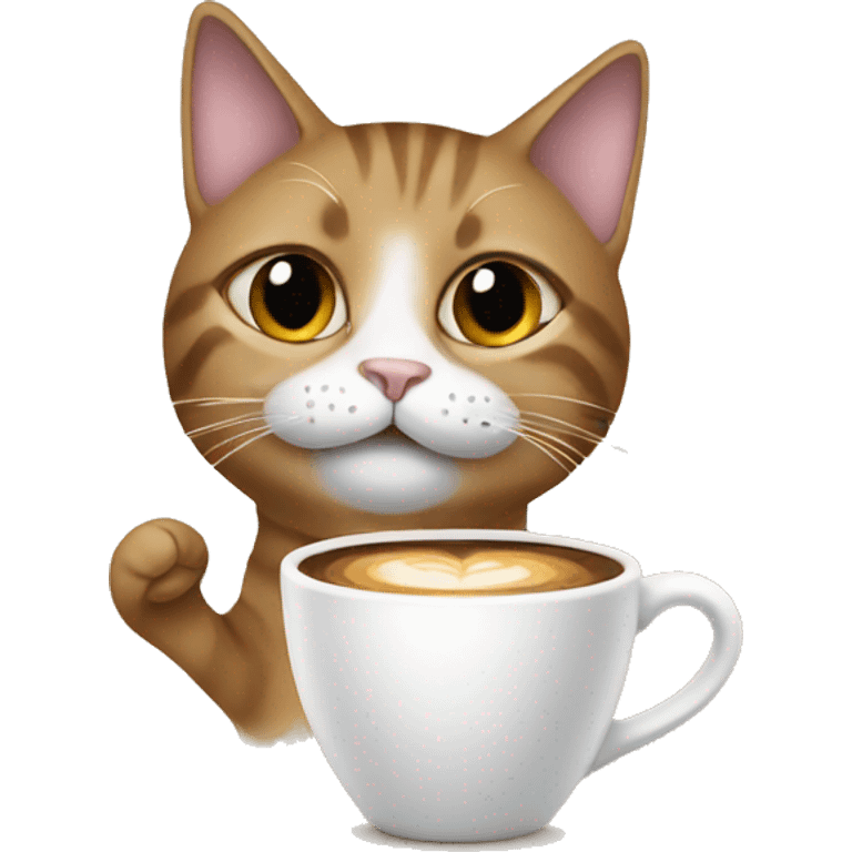 Cat with coffee emoji