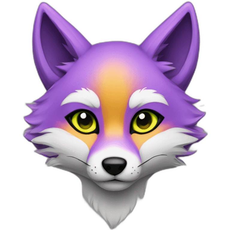 purple yellow fox furry green eyes emoji