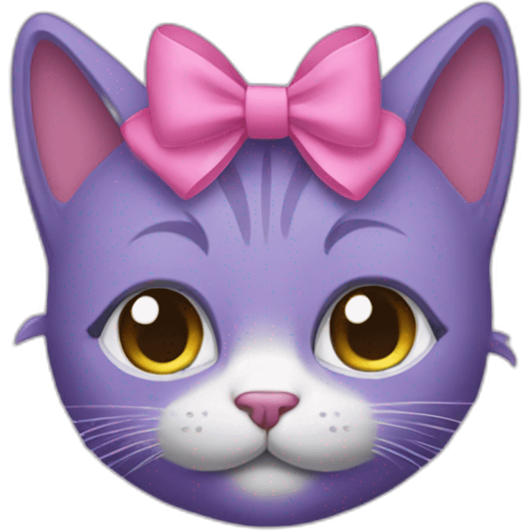 a purple cat with a pink bow on her head. emoji