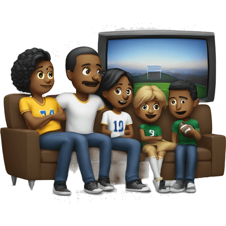 family watching football team tv emoji