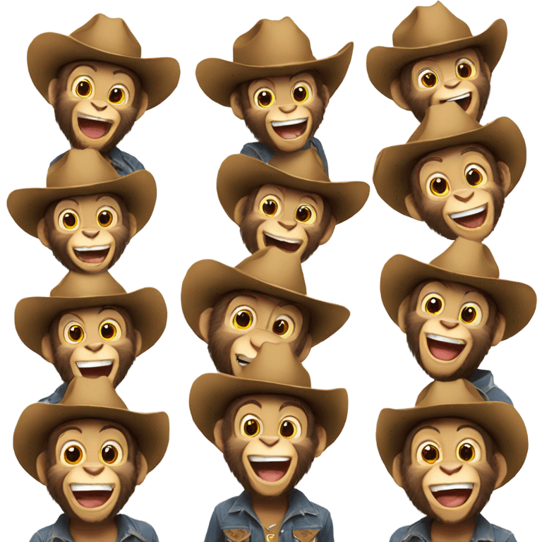 Monkey wearing a cowboy hat laughing emoji