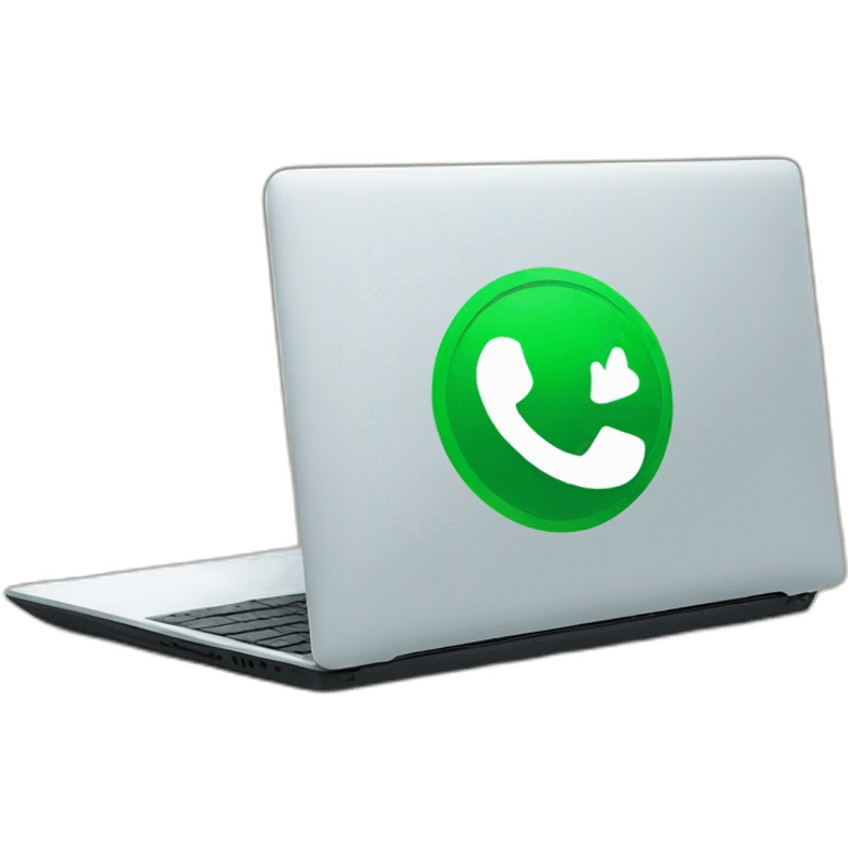 A laptop with whatsapp symbol emoji