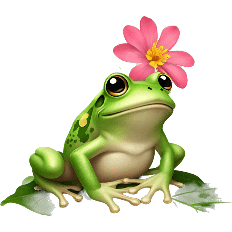 frog with flower emoji