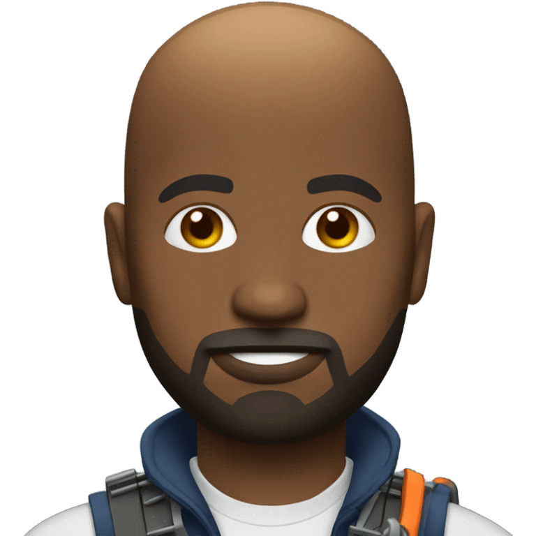 Bald black man with goatee using a chainsaw  emoji