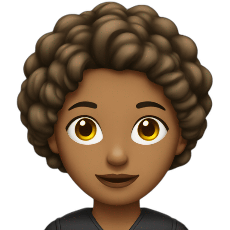 mujer pelo negro ondulado orejas de gato emoji