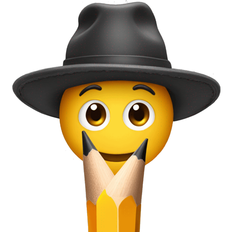 pencil wearing hat emoji