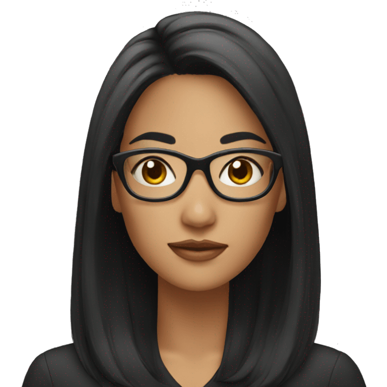 a woman wearing glasses, black hair emoji