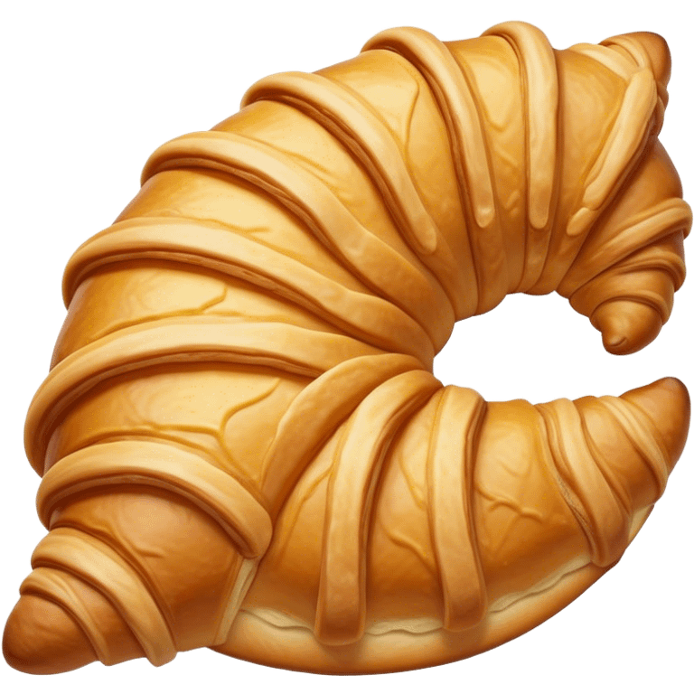 Cinematic Realistic Croissant Pastry Emoji, depicted as a flaky, buttery crescent with a golden, crisp exterior rendered with exquisite detail and warm, inviting lighting. emoji