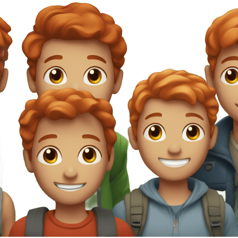 smiling redhead with boys outdoors emoji